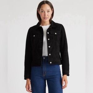 Quince black suede trucker jacket